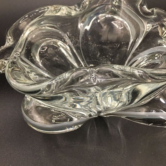 Italian Murano Glass Floriform Grey Bowl Ashtray Art Glass Bowl Mid Century Mode - Picture 3 of 5